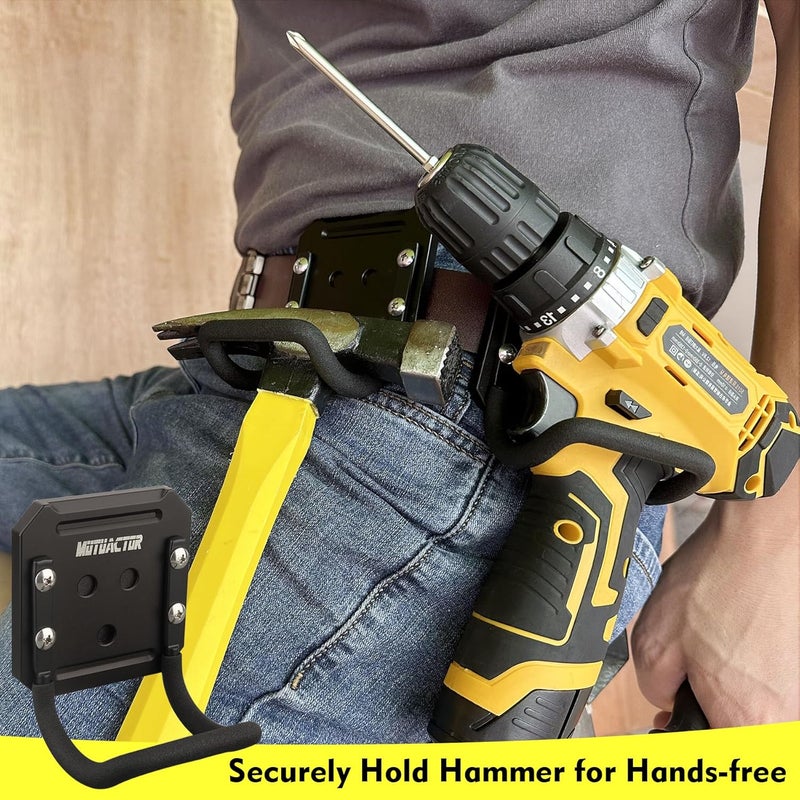 MUTUACTOR Hammer Holder Belt Clip,Non-Slip Tough Tool Clip Drill Holder for Tool Belt,Quickly Access Tool Belt Clip Hammer Holster for Power Drill Drivers Heavy Duty Hatchet Hammers Mallets (1 Set) - Image 3